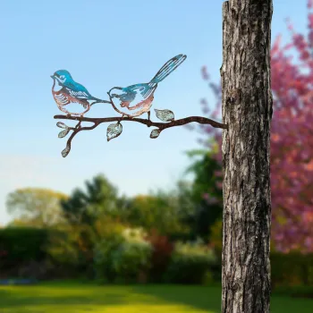Obiect decorativ de gradina, Bird on the branch 24, 26x50 cm, Multicolor imagine