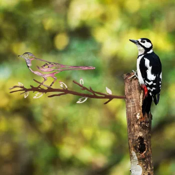 Obiect decorativ de gradina, Bird on the branch 25, 20x50 cm, Multicolor imagine