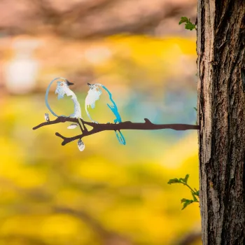 Obiect decorativ de gradina, Bird on the branch 26, 20x50 cm, Multicolor imagine