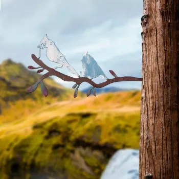 Obiect decorativ de gradina, Bird on the branch 27, 23x45 cm, Multicolor imagine