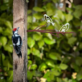 Obiect decorativ de gradina, Bird on the branch 28, 20x45 cm, Multicolor imagine