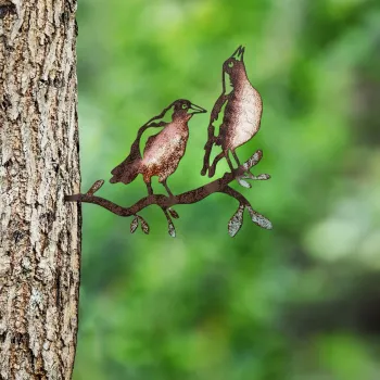 Obiect decorativ de gradina, Bird on the branch 29, 39x45 cm, Multicolor imagine