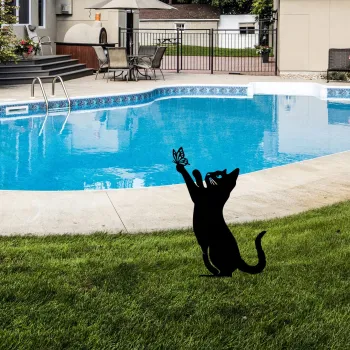 Obiect decorativ de gradina, Cat 01, 49x24 cm, Negru imagine