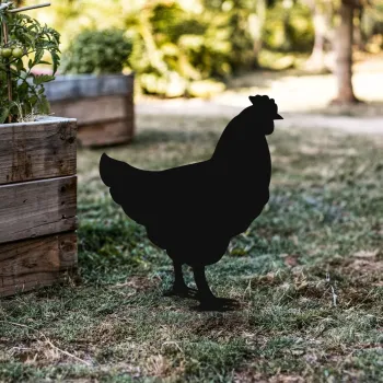 Obiect decorativ de gradina, Chicken 01, 64x42 cm, Negru imagine