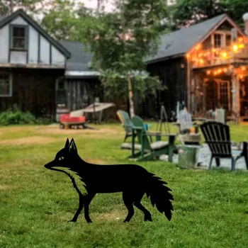 Obiect decorativ de gradina, Fox 01, 48x50 cm, Negru imagine