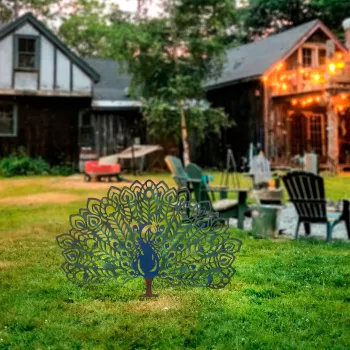 Obiect decorativ de gradina, Peacock, 60x38 cm, Multicolor imagine