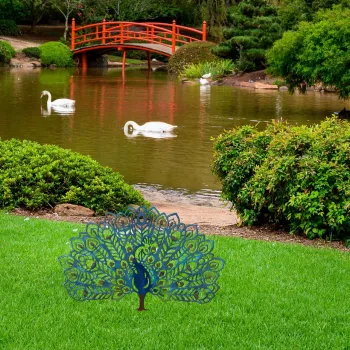 Obiect decorativ de gradina, Peacock v2, 60x38 cm, Multicolor imagine