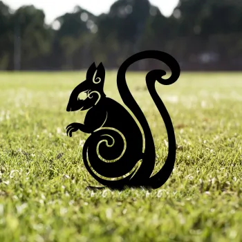 Obiect decorativ de gradina, Squirrel 01, 44x23 cm, Negru imagine