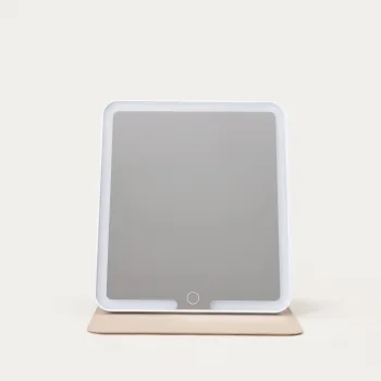 Oglinda cosmetica cu iluminare LED, Narave, Homla, 20x23x1.5 cm, plastic/sticla, bej imagine