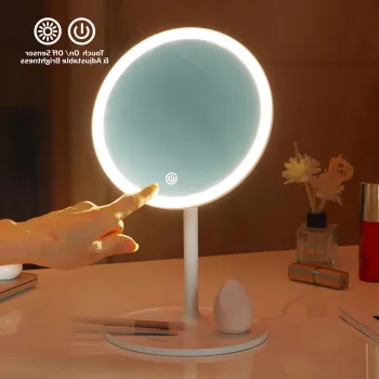 Oglinda cosmetica cu LED-uri, Luigi Ferrero, FR-801 Round, 20 cm, rotire 360 grade, 2000mAh imagine