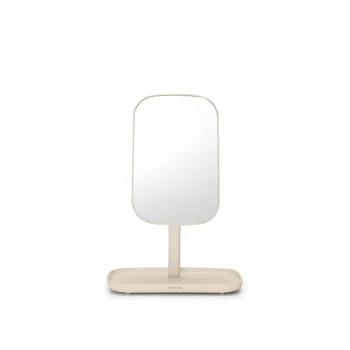 Oglinda cosmetica cu tava, Brabantia, Soft Beige, reglabila la 360 grade, factor marire x 5, 20x12.6x28.3 cm, polipropilena, bej imagine