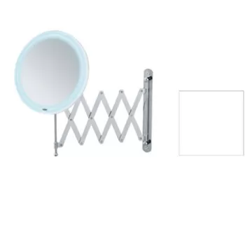 Oglinda cosmetica telescopica, Wenko, Barona, LED, 20 x 55 x 34 cm, inox/plastic, gri imagine