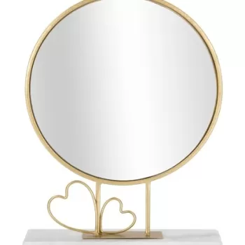 Oglinda de masa Heart, Mauro Ferretti, 30x39.5 cm, fier/marmura, auriu imagine