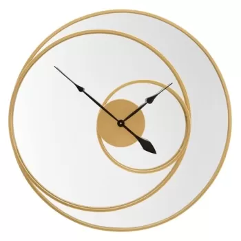 Oglinda de perete cu ceas Circle, Mauro Ferretti, O 90 cm, fier/MDF, auriu imagine