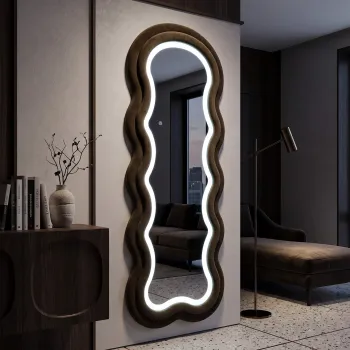 Oglinda de perete cu LED, Irregular Frame, Mauro Ferretti, MDF, 60x160 cm, verde imagine