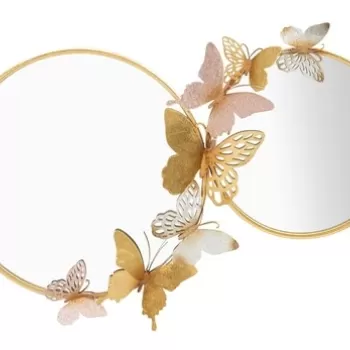Oglinda de perete Farfalle Pink, Mauro Ferretti, 81x52.5 cm, fier, multicolor imagine