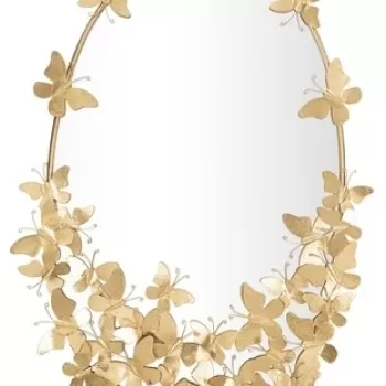 Oglinda decorativa Butterfly, Mauro Ferretti, 89.5 cm, fier, auriu imagine