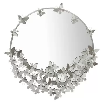 Oglinda decorativa Butterfly, Mauro Ferretti, O 91 cm, fier, argintiu imagine