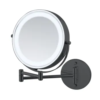 Oglinda decorativa cu LED Lumi, Wenko, 25.5x4-35x32 cm, metal, negru imagine
