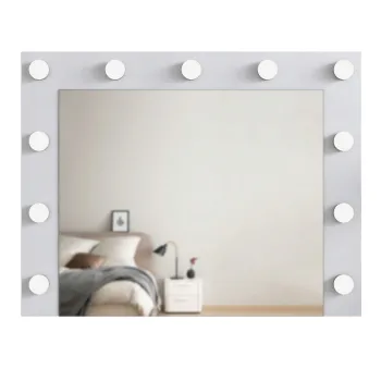 Oglinda decorativa din PAL, Hanah Home, EF108, 90x71.8x15 cm, Alb imagine