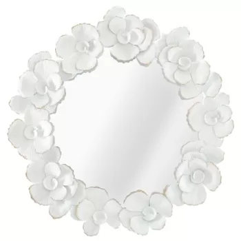 Oglinda decorativa Flower, Mauro Ferretti, 82x85.5 cm, fier, alb/auriu imagine
