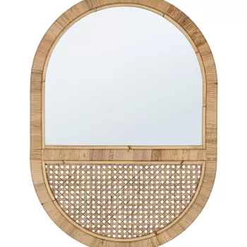 Oglinda decorativa Hajar Oval Arch, Bizzotto, 50 x 70 cm, ratan/MDF, natural imagine