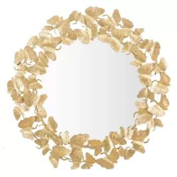 Oglinda decorativa Leaf, Mauro Ferretti, O87x3.5 cm, fier, auriu imagine