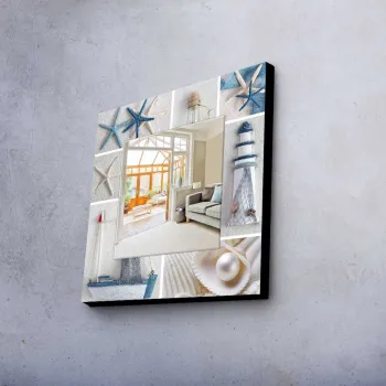 Oglinda decorativa, MA-033, Cadru: 100% LEMN DE PIN (Grosime: 27 mm), Multicolor imagine