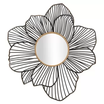 Oglinda decorativa, Mauro Ferretti, Osaka, 79 x 6 x 86.5 cm, fier/mdf/sticla, negru/auriu imagine