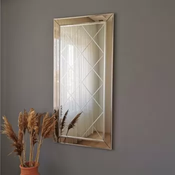 Oglinda decorativa, Neostill, A330D, 65 x 130 x 2.2 cm, mdf, argintiu imagine