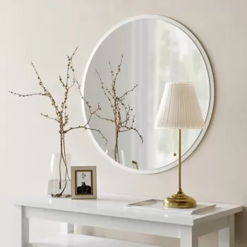 Oglinda decorativa, Neostill, Dekoratif Yuvarlak Ayna Beyaz A706, 60x60x2.2 cm, Alb imagine