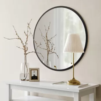Oglinda decorativa, Neostill, Dekoratif Yuvarlak Ayna Siyah A711, 60x60x2.2 cm, Negru imagine