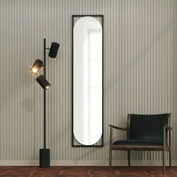 Oglinda decorativa, Neostill, Henri, 40x167 cm, MDF , Negru imagine