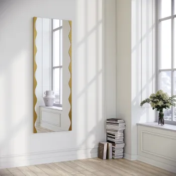 Oglinda decorativa, Neostill, Melodia, 50x140 cm, Metal, Auriu imagine