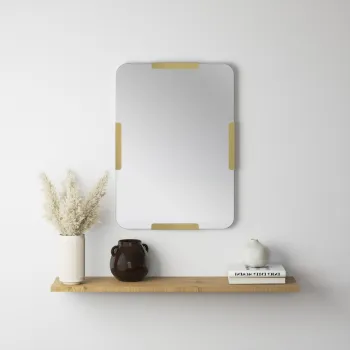 Oglinda decorativa, Neostill, Pera, 50x70 cm, Metal, Auriu imagine
