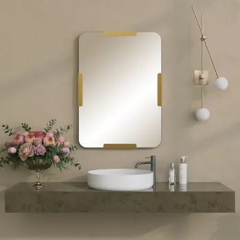 Oglinda decorativa, Neostill, Pera Mirror, Metal, Auriu imagine