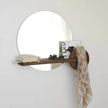 Oglinda decorativa, Neostill, Points, 83x70 cm, Lemn masiv, Maro imagine