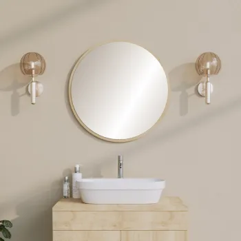 Oglinda decorativa, Neostill, Round, 60x60x1.2 cm, 100% CARTON DURO, Bej imagine