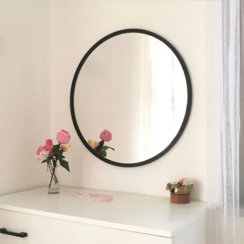 Oglinda decorativa, Neostill, Siyah Metal Cerceve Yuvarlak Ayna A710, 60x60x2.2 cm, Negru imagine