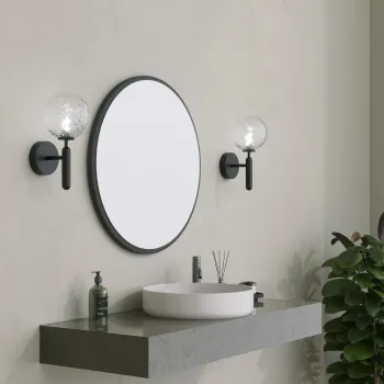 Oglinda decorativa, Neostill, Yuvarlak Mirror, 60x60x1.2 cm, MDF , Negru imagine