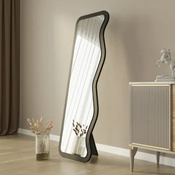 Oglinda decorativa, Siam, Asel, 50x160x2.2 cm, MDF , Negru imagine