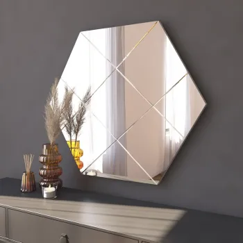 Oglinda decorativa, Siam, Assa, 70x60x2.2 cm, MDF , Alb imagine