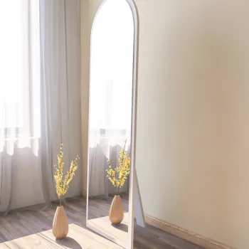 Oglinda decorativa, Siam, Emma, 50x160x2.2 cm, MDF , Alb imagine