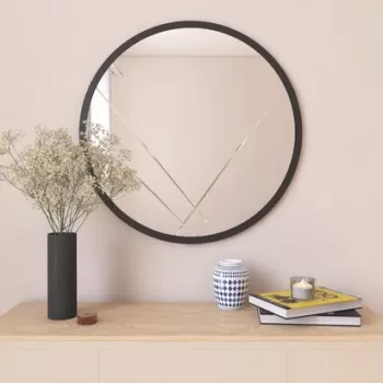 Oglinda decorativa, Siam, Gabel, 60x60x2.2 cm, MDF , Negru imagine