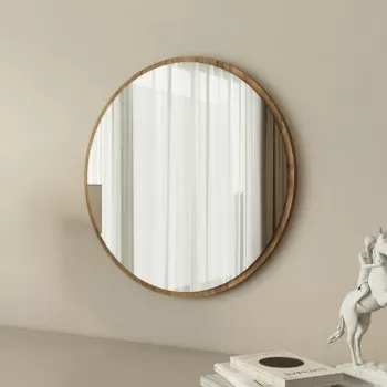 Oglinda decorativa, Siam, Ozze, 60x60x2.2 cm, MDF , Alb/Maro imagine