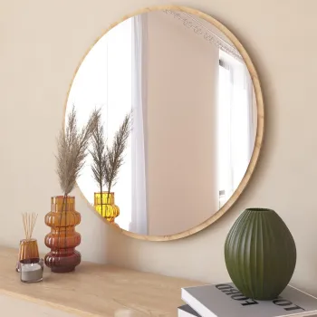 Oglinda decorativa, Siam, Ozze, 60x60x2.2 cm, MDF , Natural imagine