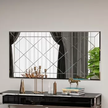 Oglinda decorativa, Siam, Pauli, 60x120x2.2 cm, MDF , Alb imagine