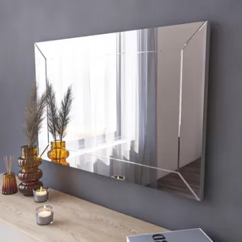 Oglinda decorativa, Siam, Relsa, 50x75x2.2 cm, MDF , Alb imagine