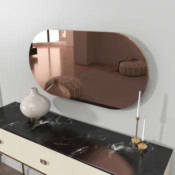 Oglinda decorativa, Siam, Riors, 45x85x2.2 cm, MDF , Bronz / Aur imagine