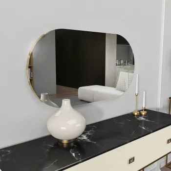 Oglinda decorativa, Siam, Riors, 45x85x2.2 cm, MDF , Transparent/Auriu imagine